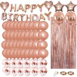 Joya Beauty® Rose Goud Verjaardag Versiering | Feest Decoratie | Helium, Latex & Papieren Confetti Ballonnen | 79 stuks